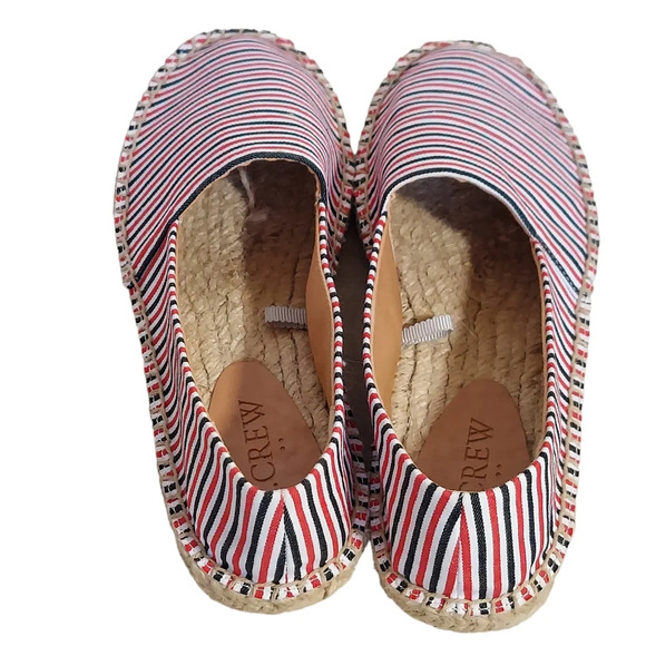 J. Crew Red White Blue Striped Canvas Jute‎ Rope Espadrilles Flats Patriotic - Picture 6 of 16